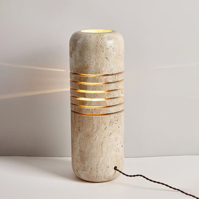 Travertine Floor Lamp with Stone Base – Modern Decorative Bucket Design