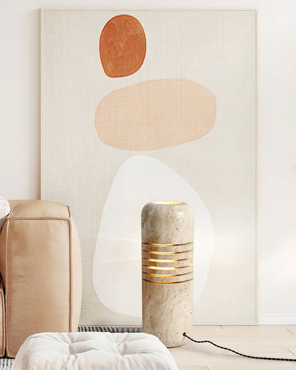Travertine Floor Lamp with Stone Base – Modern Decorative Bucket Design