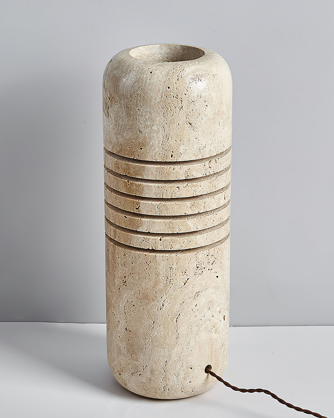 Travertine Floor Lamp with Stone Base – Modern Decorative Bucket Design