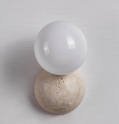 Travertine Wall Light with Glass Globe – Modern Decorative Sconce