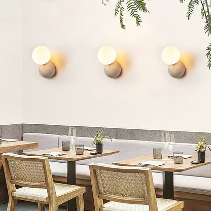 Travertine Wall Light with Glass Globe – Modern Decorative Sconce