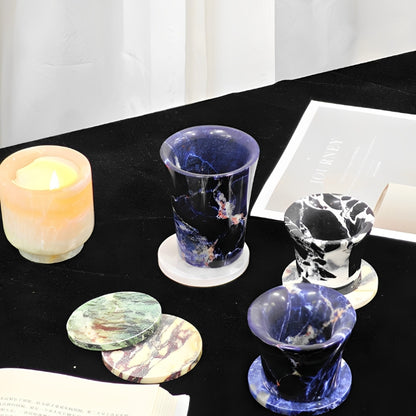 Nordic Style Handcrafted Natural Marble Coaster Set – Premium Heat-Resistant Table Decor