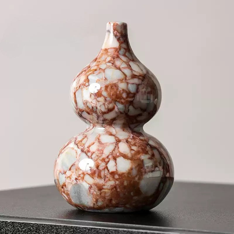 Natural Marble Gourd Decorative Figurine - Retro Luxury Home Accent