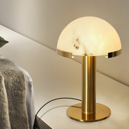 Minimalist Luxury Alabaster Table Lamp - Natural Bronze Prong Setting for Home Room Decor