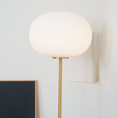 Marble Floor Lamp with Glass Globe Shade – Modern Gold Metal Stand