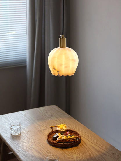 Lilin Alabaster Pendant Lamp - Alabaster & Patinated Brass Design for Timeless Home Decor