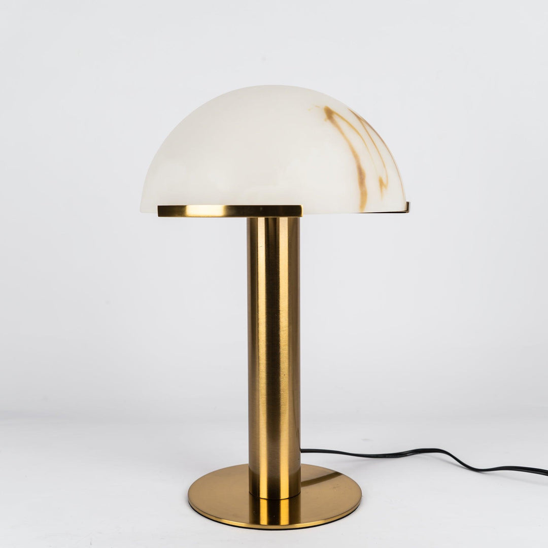 Minimalist Luxury Alabaster Table Lamp - Natural Bronze Prong Setting for Home Room Decor