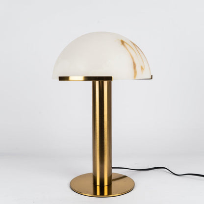 Minimalist Luxury Alabaster Table Lamp - Natural Bronze Prong Setting for Home Room Decor