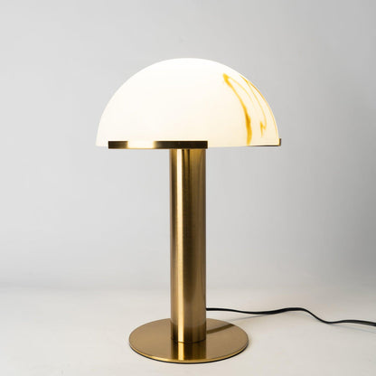 Minimalist Luxury Alabaster Table Lamp - Natural Bronze Prong Setting for Home Room Decor