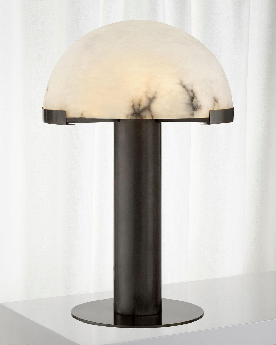 Minimalist Luxury Alabaster Table Lamp - Natural Bronze Prong Setting for Home Room Decor