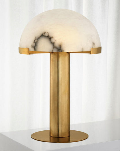 Minimalist Luxury Alabaster Table Lamp - Natural Bronze Prong Setting for Home Room Decor