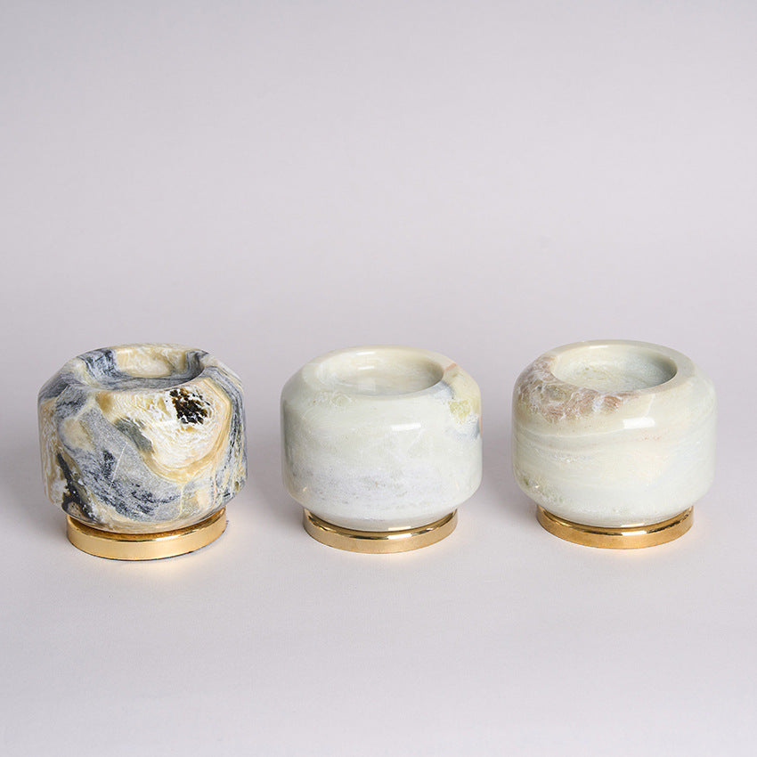 Luxury Natural Stone Candle Holder Set - Elevate Your Home Decor