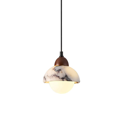 Marble Pendant Lamp with Glass Shade – Modern Hanging Light Fixture
