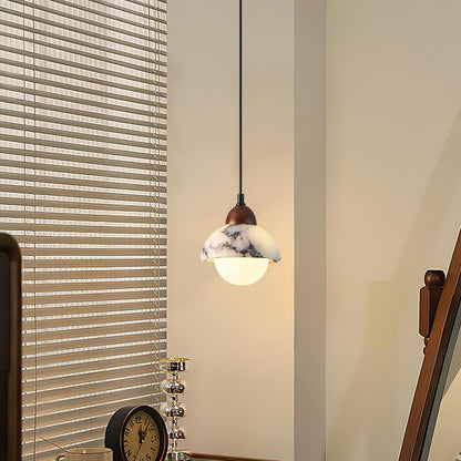 Marble Pendant Lamp with Glass Shade – Modern Hanging Light Fixture