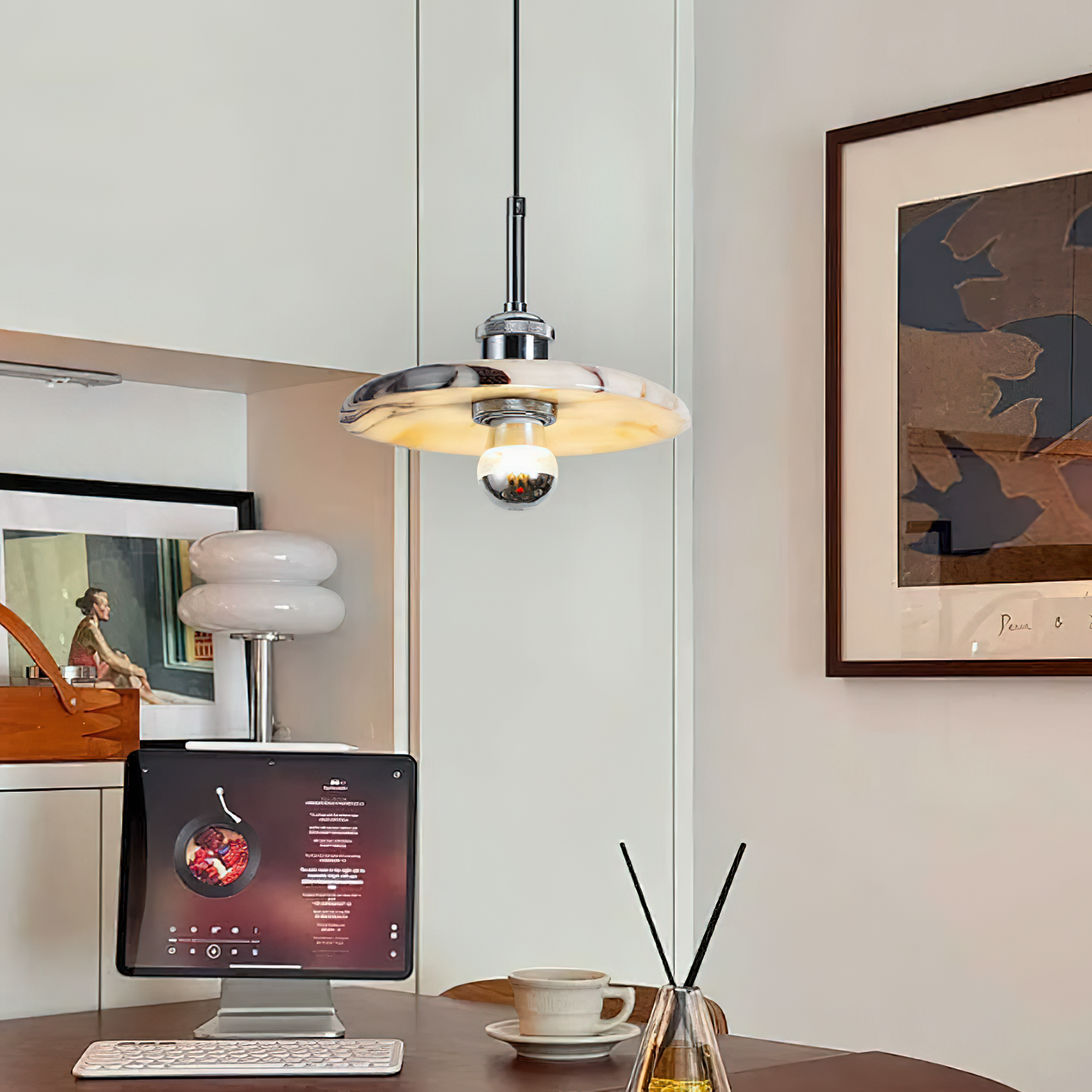 Marble Pendant Lamp – Modern Hanging Light for Dining Room or Living Room