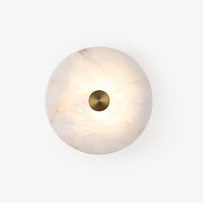 Round Alabaster Wall Light – Modern Disc Shaped Decorative Sconce