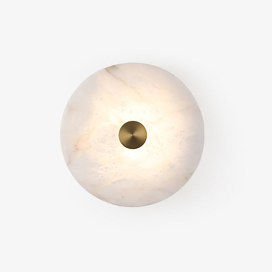 Round Alabaster Wall Light – Modern Disc Shaped Decorative Sconce