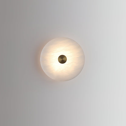 Round Alabaster Wall Light – Modern Disc Shaped Decorative Sconce