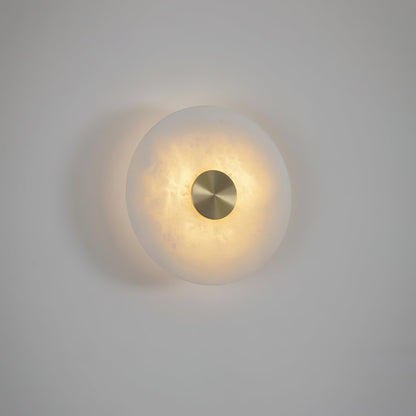 Round Alabaster Wall Light – Modern Disc Shaped Decorative Sconce
