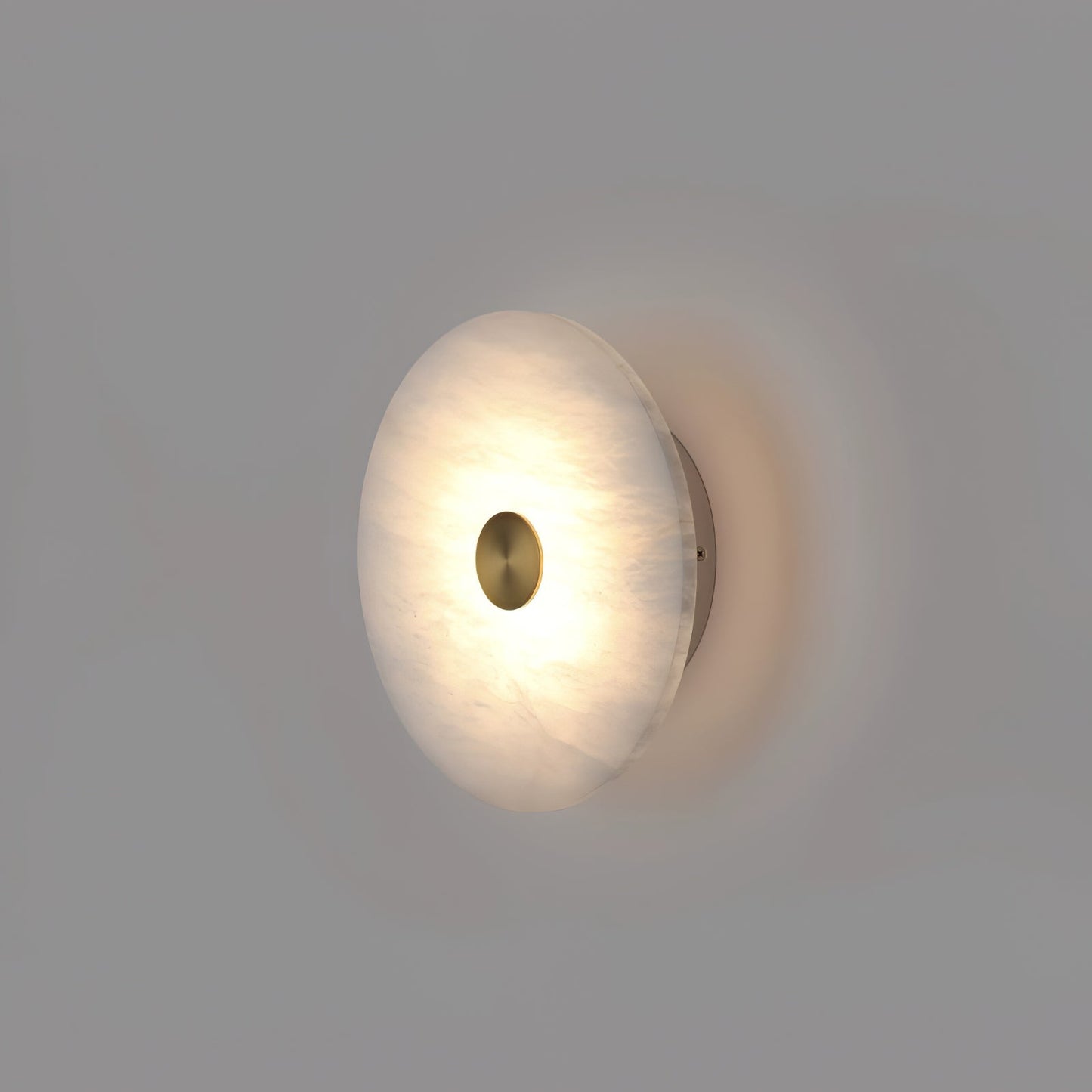 Round Alabaster Wall Light – Modern Disc Shaped Decorative Sconce