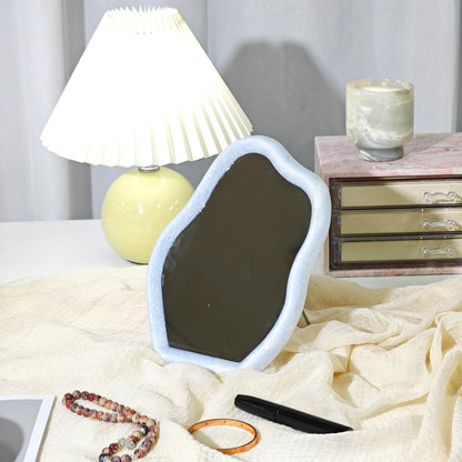 Nordic Cloud-Shaped Natural Marble Makeup Mirror – Premium Standable Desktop Vanity Mirror