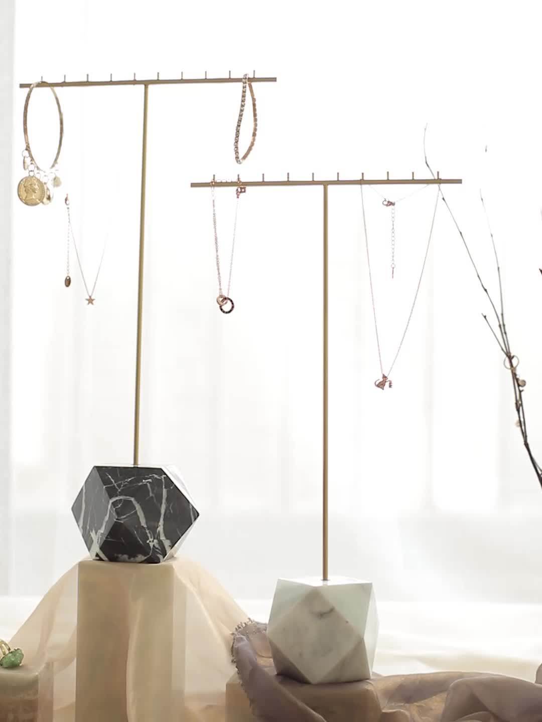 Marble & Brass Jewelry Storage Stand