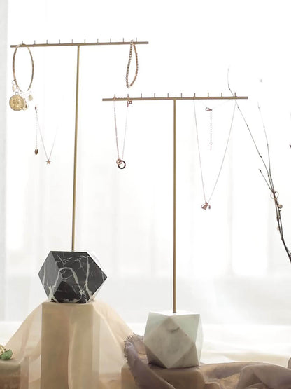 Marble & Brass Jewelry Storage Stand