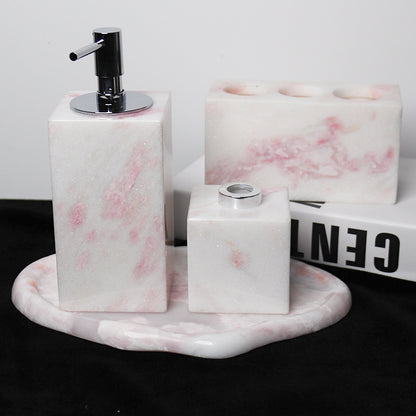 Natural Pink Marble Nordic Luxury Bathroom Set
