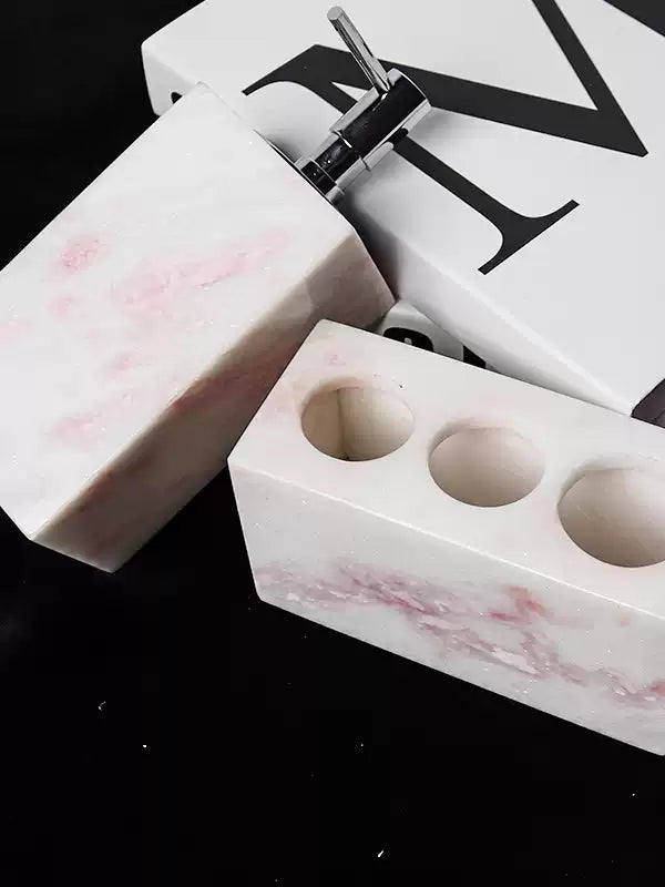 Natural Pink Marble Nordic Luxury Bathroom Set