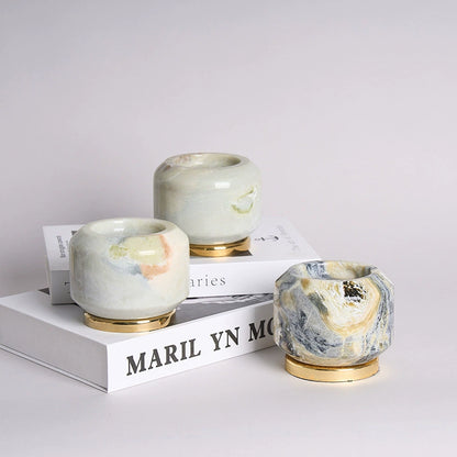 Luxury Natural Stone Candle Holder Set - Elevate Your Home Decor