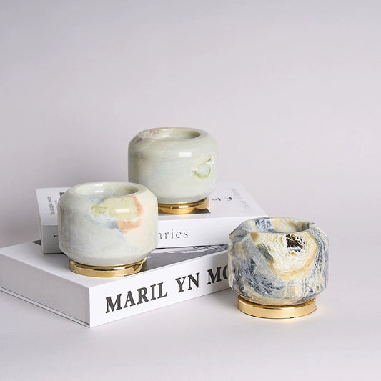 Luxury Natural Stone Candle Holder Set - Elevate Your Home Decor