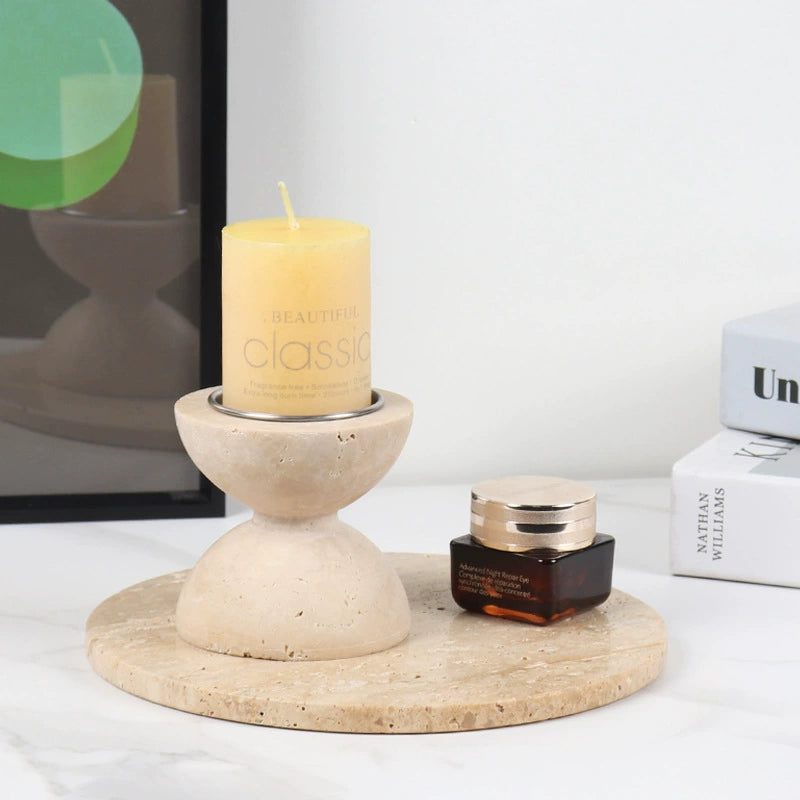 Modern Luxury Travertine Candle Holder - Elevate Your Home Ambiance