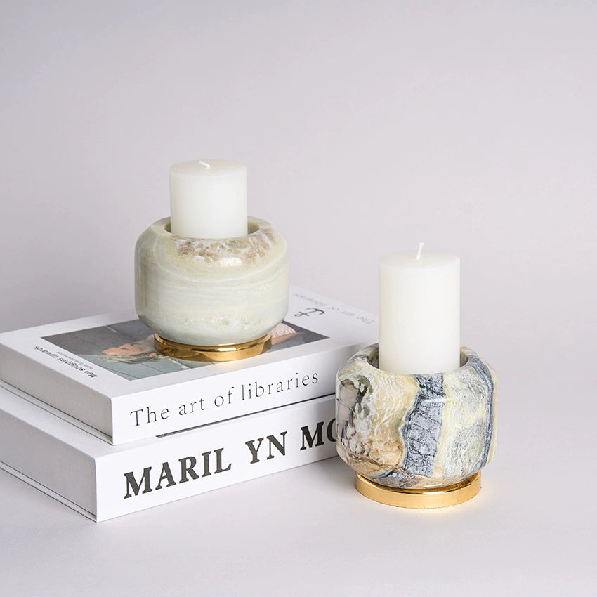 Luxury Natural Stone Candle Holder Set - Elevate Your Home Decor