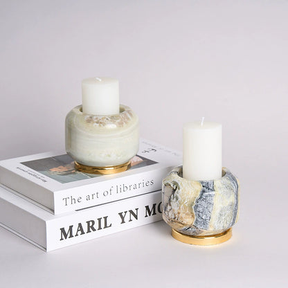 Luxury Natural Stone Candle Holder Set - Elevate Your Home Decor