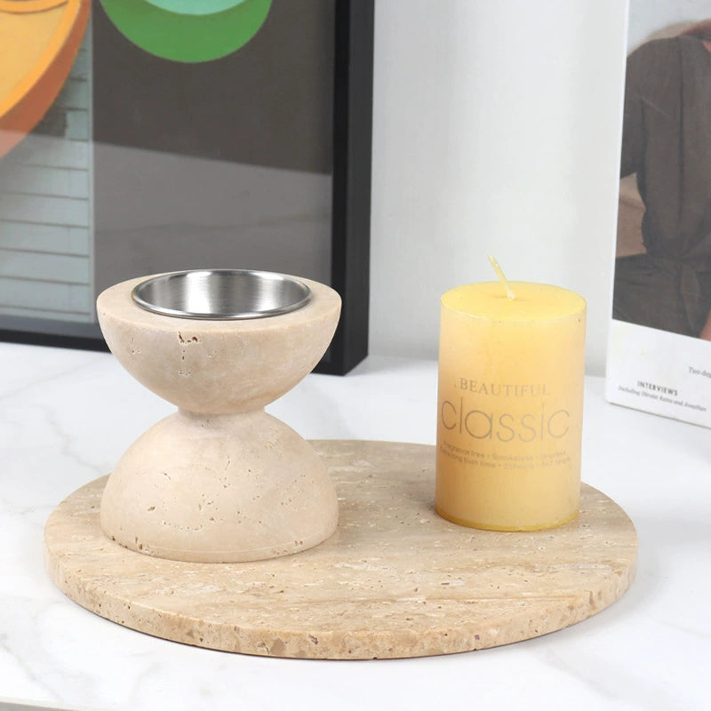 Modern Luxury Travertine Candle Holder - Elevate Your Home Ambiance