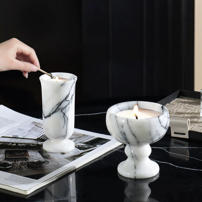 Nordic Style Calacatta Marble Aromatherapy Candle Holder