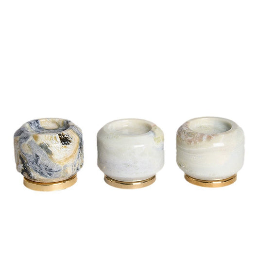 Luxury Natural Stone Candle Holder Set - Elevate Your Home Decor
