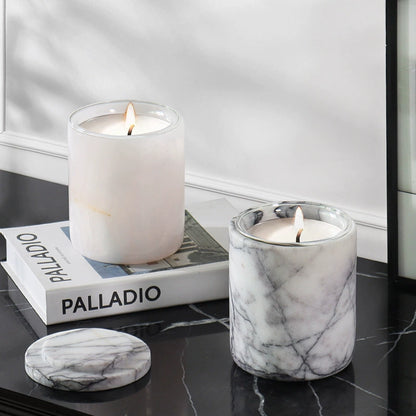 Minimalist Cylindrical Marble Candle Holder