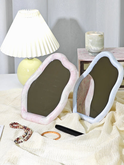 Nordic Cloud-Shaped Natural Marble Makeup Mirror – Premium Standable Desktop Vanity Mirror