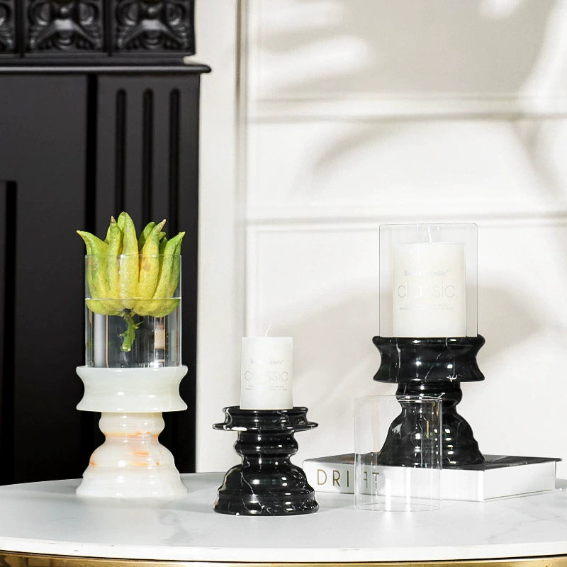 Modern Luxury Marble & Glass Candle Holder - Elevate Home Decor & Gifting