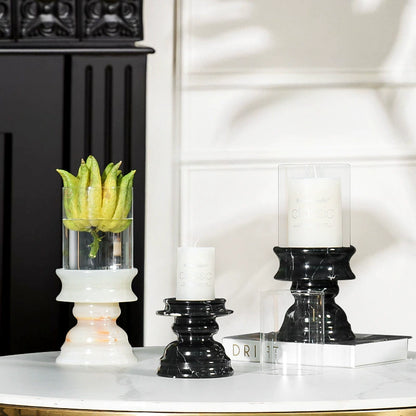 Modern Luxury Marble & Glass Candle Holder - Elevate Home Decor & Gifting