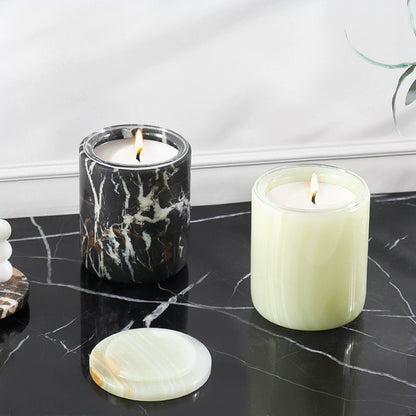 Minimalist Cylindrical Marble Candle Holder