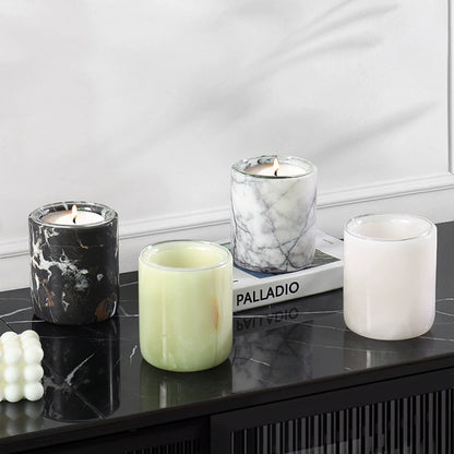 Minimalist Cylindrical Marble Candle Holder