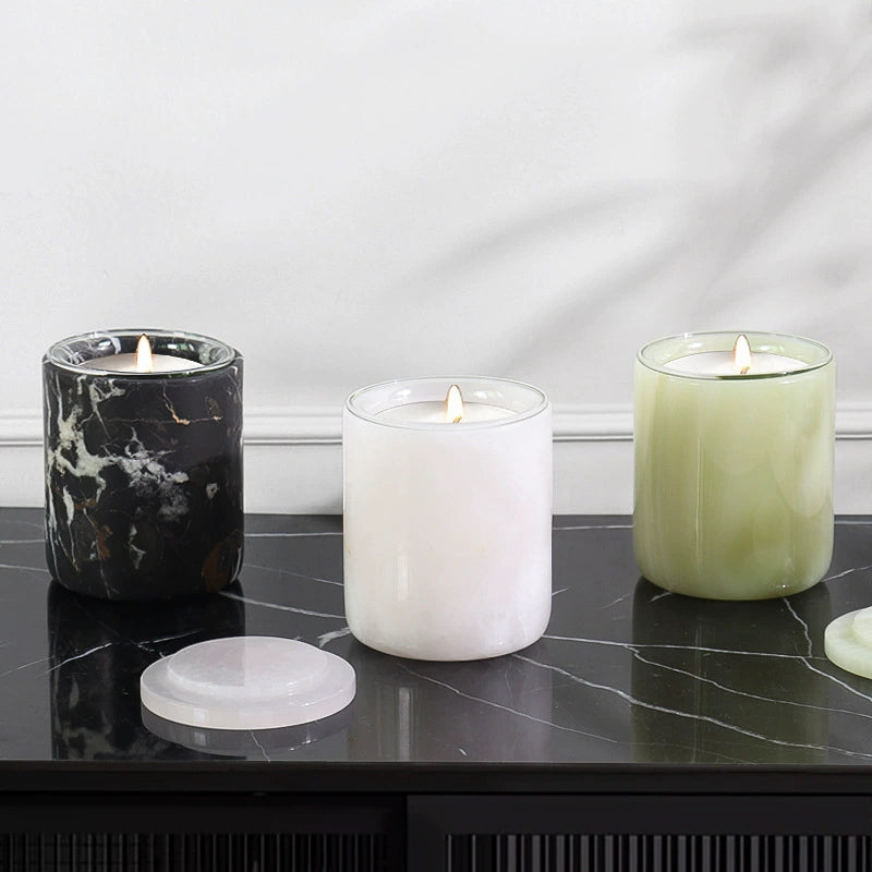Minimalist Cylindrical Marble Candle Holder