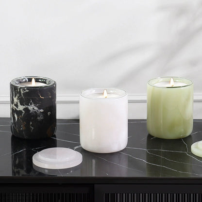 Minimalist Cylindrical Marble Candle Holder