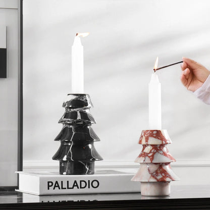 Vintage Style Marble Christmas Tree Candle Holder