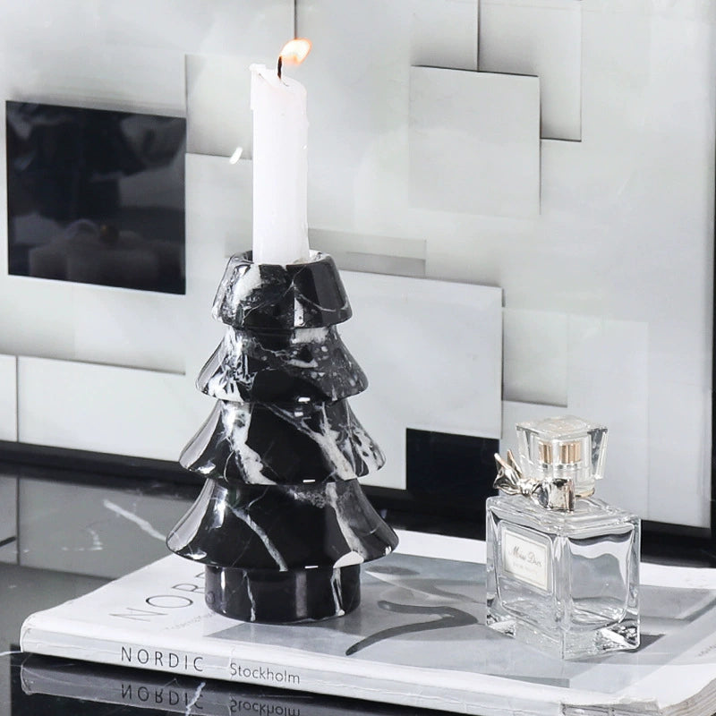 Vintage Style Marble Christmas Tree Candle Holder