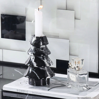 Vintage Style Marble Christmas Tree Candle Holder