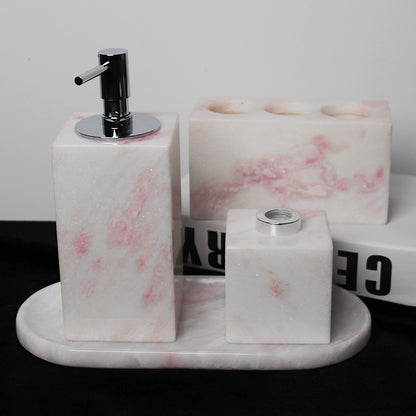 Natural Pink Marble Nordic Luxury Bathroom Set