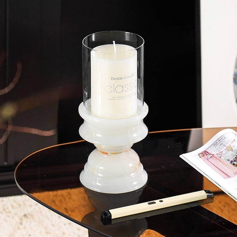 Modern Luxury Marble & Glass Candle Holder - Elevate Home Decor & Gifting